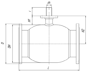 Чертеж Крана Broen Ballomax газовый полнопроходный Ду125 Ру/Рраб 16/12 фланцевый, Траб=-40/+100 с ISO-фланцем и редуктором