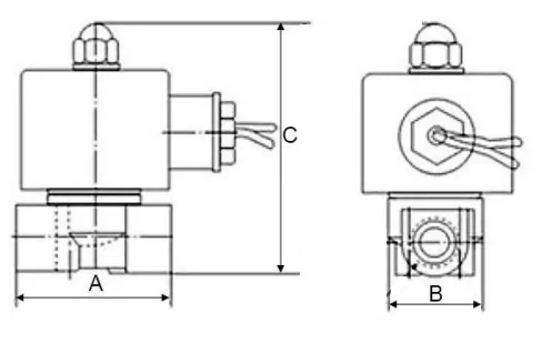 Клапан электромагнитный соленоидный двухходовой DN.ru-DW11 прямого действия (НЗ) Ду15-16 (1/2 дюйм), Ру10 корпус - латунь, уплотнение - NBR, резьба G, с катушкой 220В