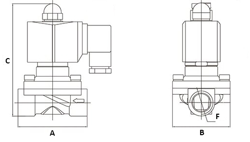 Клапан электромагнитный DN.ru VS200-NT-NC-220VAC 1/2ʺ Ду15 Ру10, соленоидный двухходовой, корпус - латунь, уплотнение - NBR, резьбовой, нормально закрытый, прямого действия, катушка - 220В