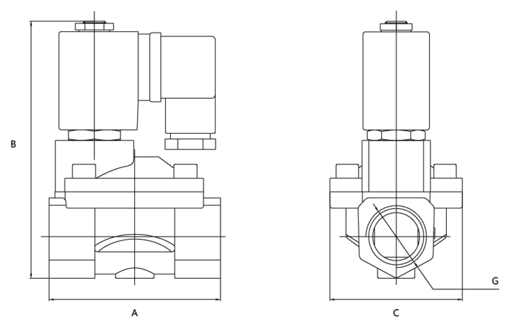 Клапан электромагнитный DN.ru VS400-NT-NC-24VDC 2ʺ Ду50 Ру10, соленоидный двухходовой, корпус - латунь, уплотнение - NBR, резьбовой, нормально закрытый, пилотный, катушка - 24В