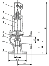 Чертеж Клапан предохранительный пропорциональный Si2501 Ду80 Ру16 на воду и др. неагрессивные среды