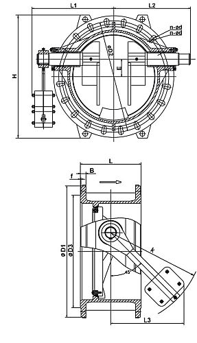 Клапаны обратные Tecofi CP4243 Ду200-1000 Ру16 фланцевые поворотные с противовесом, корпус - чугун, диск - чугун, уплотнение - EPDM