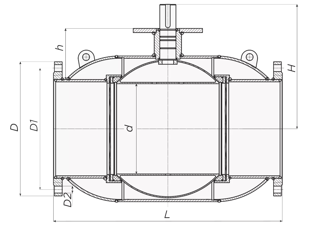 Краны шаровые ALSO КШ.Ф.П.GAS Ду15-500 Ру16-40 серии GAS фланцевые полнопроходные, корпус-сталь, управление - ручное