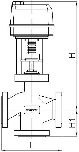 Клапан регулирующий трехходовой АСТА Р323 ТЕРМОКОМПАКТ Ду150 Ру16 с электроприводом ЭПР-204 220B (3-х поз. сигнал)
