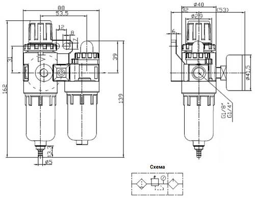 Затворы дисковые поворотные DN.ru WBV3432P-2W-Fb Ду40-500 Ру16, корпус - углеродистая сталь WCB, диск - нержавеющая сталь 316L, уплотнение - PTFE, с пневмоприводом SA-105-270, пневмораспределителем 4V320 присоединение 1/4″ БПВ AFC2000 и БКВ APL-510N-EX