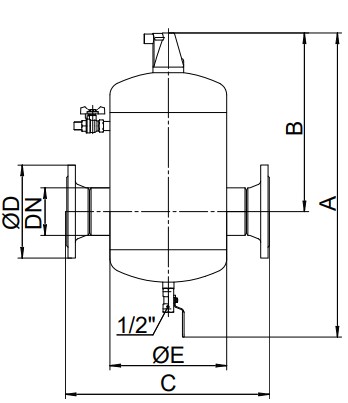 Сепаратор воздуха Гранэйр Тип С Ду250 Ру10 фланцевый, корпус - углеродистая сталь