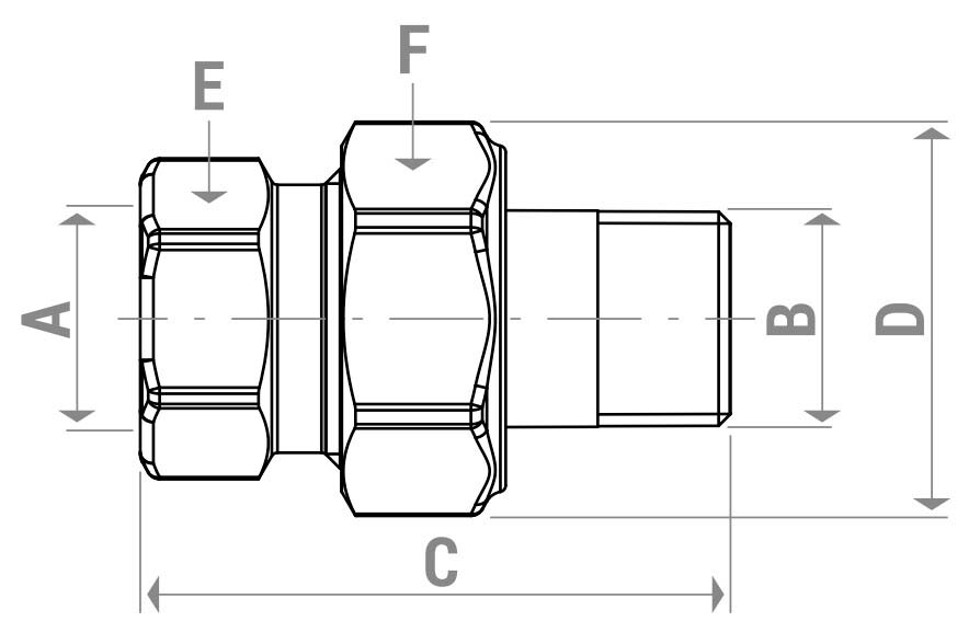 Соединитель GIACOMINI R18 3/4″ Ду20 Ру10 прямой разъемное соединение американка внутренняя-наружная резьба, корпус – латунь, покрытие – хром