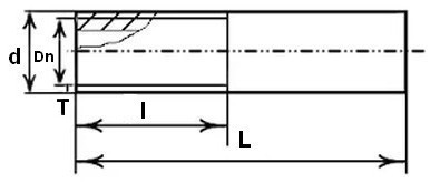 Эскиз Резьба стальная КАЗ 1 1/4″ Ду32 Ру16 L=38мм из труб по ГОСТ 3262-75
