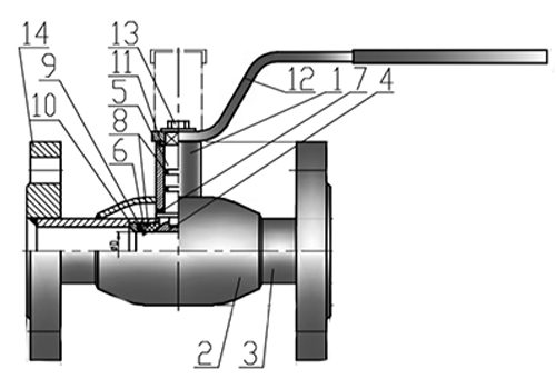 Кран шаровый КВО-АРМ серия 12 Ду100 Ру16 фланцевый цельносварной, полный проход, управление ручка-рычаг, корпус – углеродистая сталь