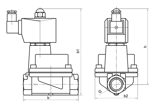 Клапан электромагнитный Росма СК-12-ВТ G3/4 Ду20 Ру25 стальной, нормально закрытый, непрямого действия, поршень - PTFE, с катушкой 24В