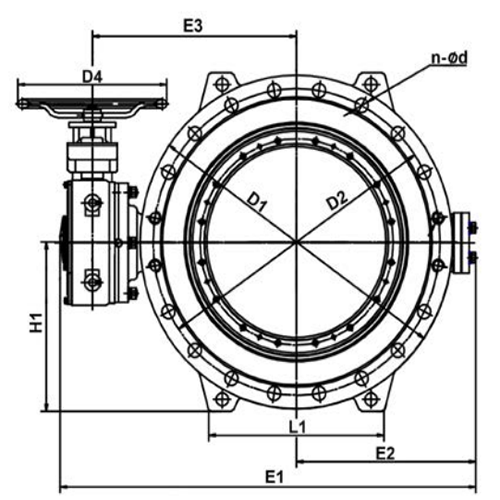 Затвор дисковый поворотный Tecofi TECWAT VP 4248-08 Ду200 Ру16 фланцевый с двойным эксцентриситетом, корпус - чугун, диск - чугун, уплотнение - EPDM, с редуктором