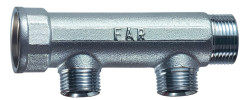 Коллектор нерегулируемый FAR FK 3300 Ду20 Ру10, наружная/внутренняя резьба с 2-мя выходами М24х19, проходной, корпус латунь